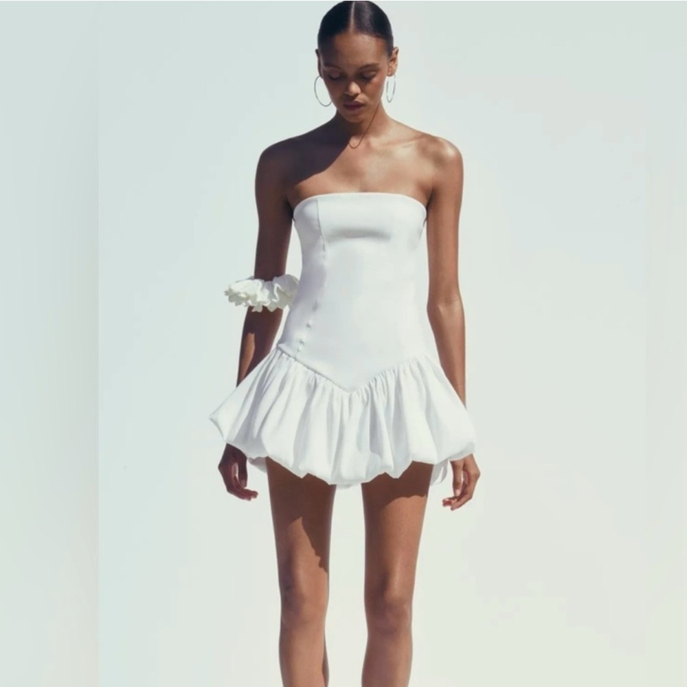 Zara Strapless White Mini Dress